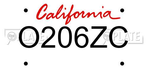 O206ZC California License Plate