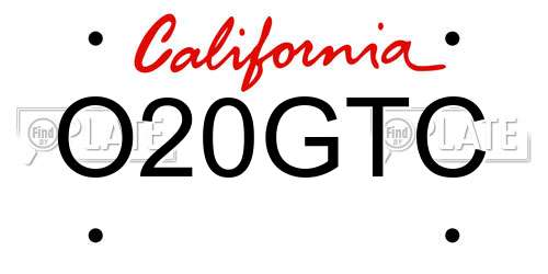 O20GTC California License Plate