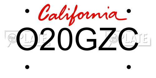 O20GZC California License Plate