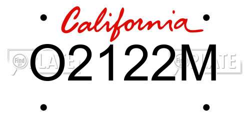 O2122M California License Plate
