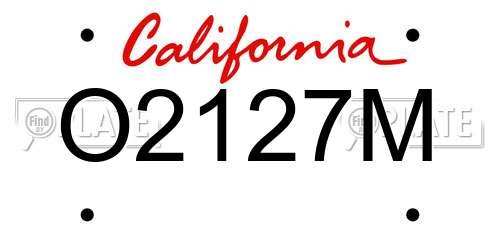 O2127M California License Plate