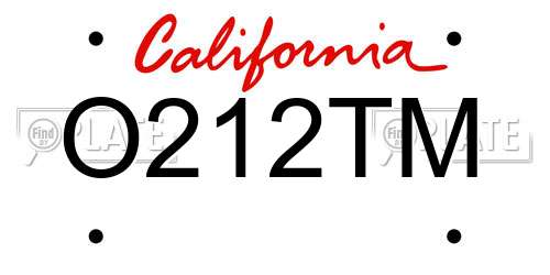 O212TM California License Plate