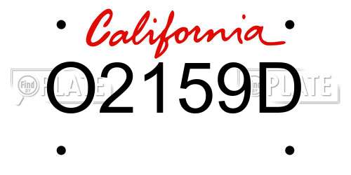 O2159D California License Plate