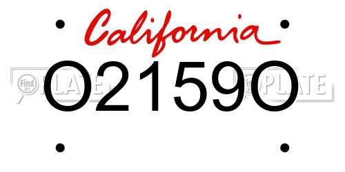 O2159O California License Plate