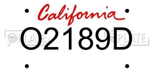 O2189D California License Plate
