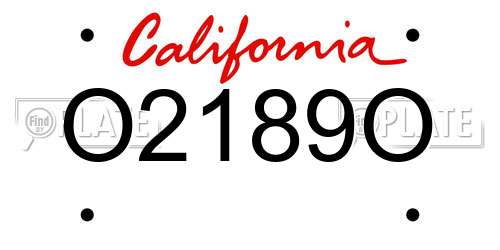 O2189O California License Plate