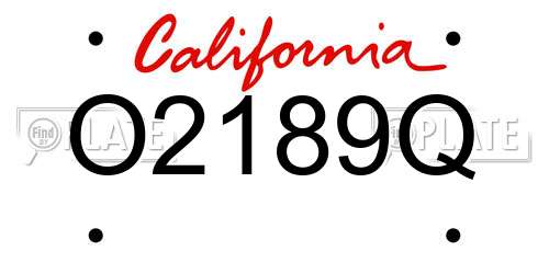 O2189Q California License Plate