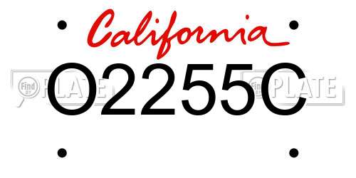 O2255C California License Plate