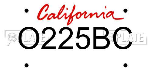O225BC California License Plate