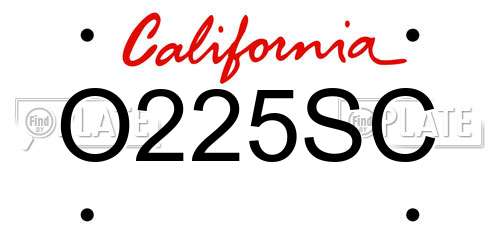 O225SC California License Plate