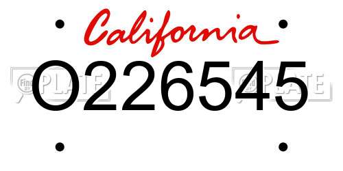 O226545 California License Plate