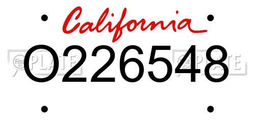 O226548 California License Plate