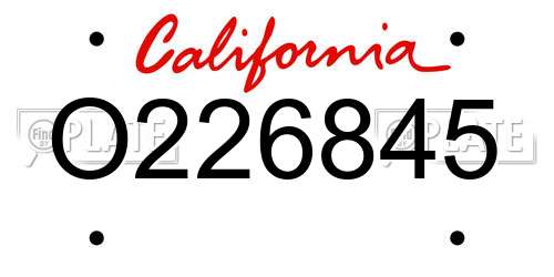 O226845 California License Plate