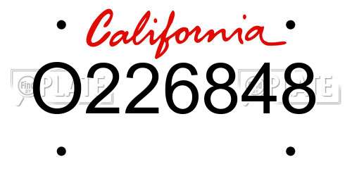 O226848 California License Plate