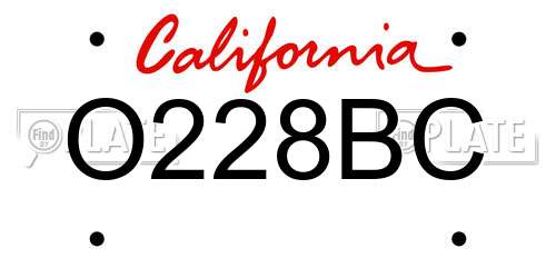O228BC California License Plate