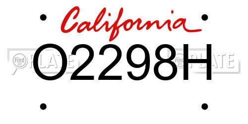 O2298H California License Plate