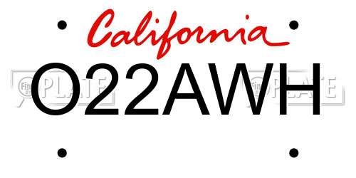 O22AWH California License Plate