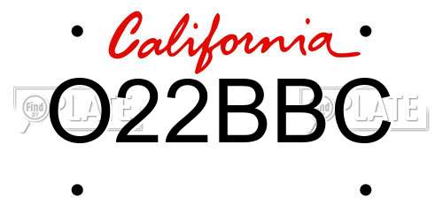 O22BBC California License Plate