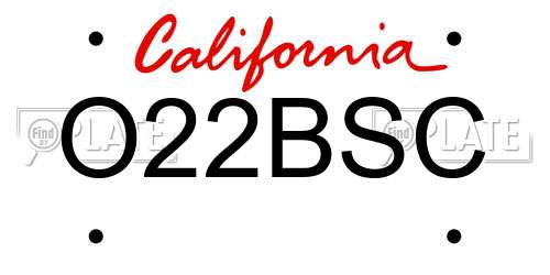 O22BSC California License Plate