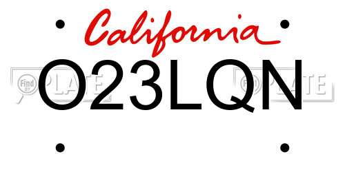 O23LQN California License Plate