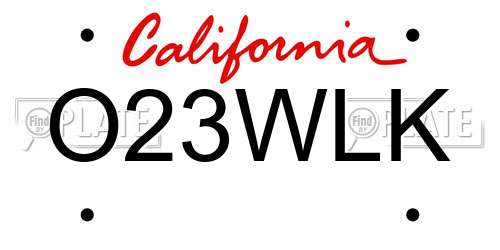 O23WLK California License Plate
