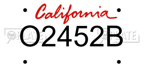 O2452B California License Plate