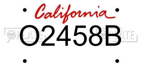 O2458B California License Plate