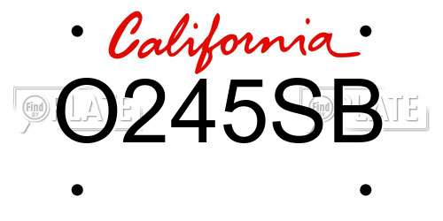 O245SB California License Plate