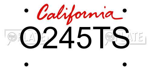 O245TS California License Plate