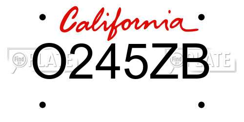 O245ZB California License Plate