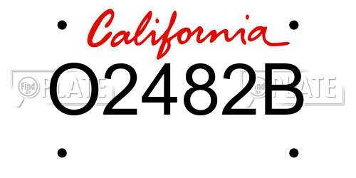 O2482B California License Plate