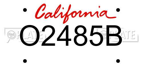 O2485B California License Plate