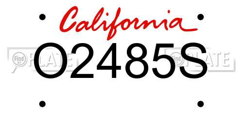 O2485S California License Plate