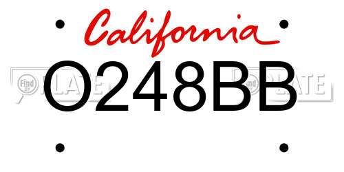 O248BB California License Plate