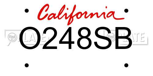 O248SB California License Plate