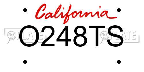 O248TS California License Plate