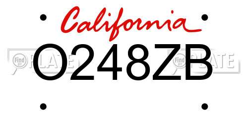 O248ZB California License Plate