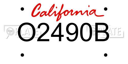 O2490B California License Plate