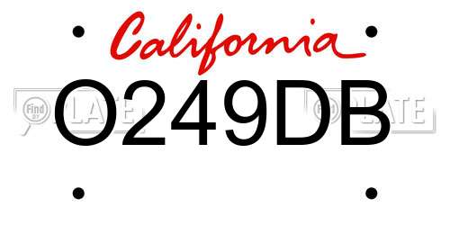 O249DB California License Plate