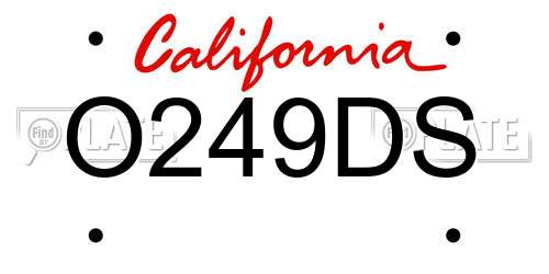 O249DS California License Plate