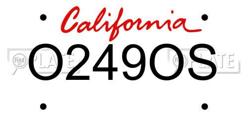 O249OS California License Plate