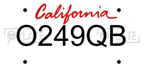 O249QB California License Plate