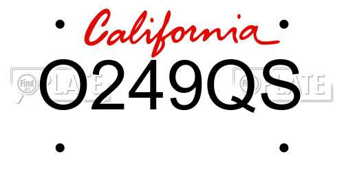 O249QS California License Plate