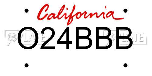 O24BBB California License Plate