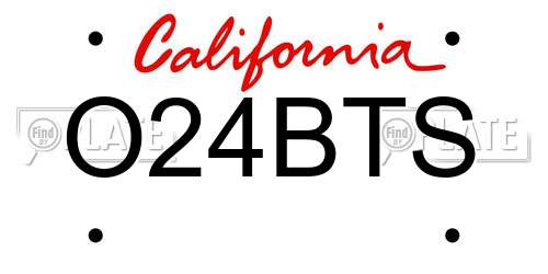 O24BTS California License Plate
