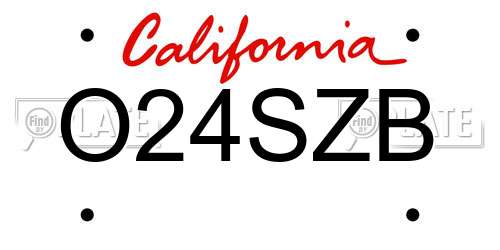 O24SZB California License Plate