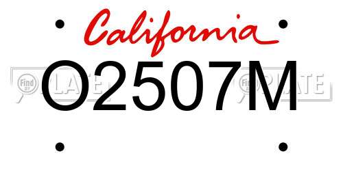 O2507M California License Plate
