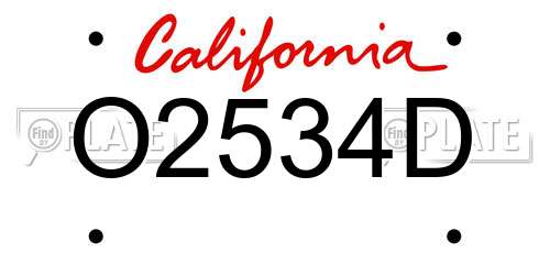 O2534D California License Plate