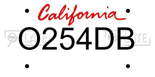O254DB California License Plate