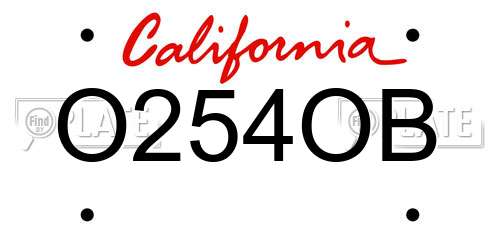O254OB California License Plate